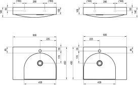 Раковина для ванной Ravak Lite 60х45 см L с отверстием литой мрамор белый XJXL1260000