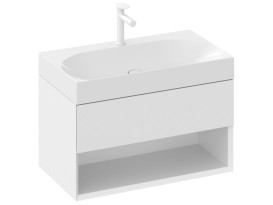 Раковина для ванной Ravak Lite 80х45 см с отверстием литой мрамор белый XJX01280005