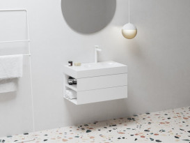 Раковина для ванной Ravak Lite 80х45 см L с отверстием литой мрамор белый XJXL1280001