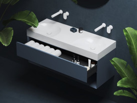 Раковина для ванной Ravak Lite двойная 120х45 см литой мрамор белый XJX01312001