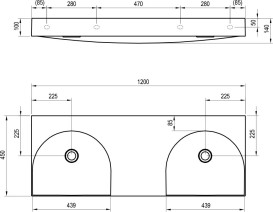 Раковина для ванной Ravak Lite двойная 120х45 см литой мрамор белый XJX01312001