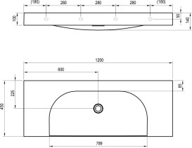 Раковина для ванної кімнати Ravak Lite S 120х45 см литий мармур білий XJX01312000