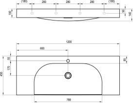 Раковина для ванної Ravak Lite S 120х45 см з отвором литий мармур білий XJX01212000