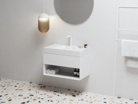 Раковина для ванной Ravak Lite S 80х45 см с отверстием литой мрамор белый XJX01280004