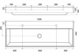 Раковина для ванної Ravak Natural Duo 1200 без переливу штучний мармур біла XJO01212000