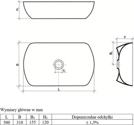Раковина для ванної кімнати Ravak Uni 500 O Slim кераміка сірий GPX2240063