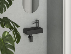 Раковина для ванной Ravak Veda 40,8х22,2 см отверстие справа керамика матовый черный XJXPD240000