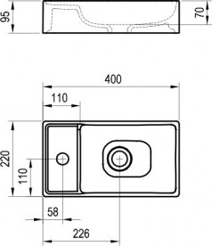 Раковина для ванной Ravak Veda Slim 40х22 см керамика белый XJX01240000