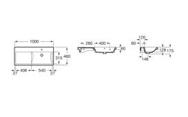 Раковина для ванной Roca Gap 100х46 см чаша справа сантехническая керамика белый A3270ME004