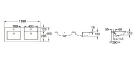 Раковина для ванной Roca Gap 119х46 см двойная сантехническая керамика белый A3279A0000
