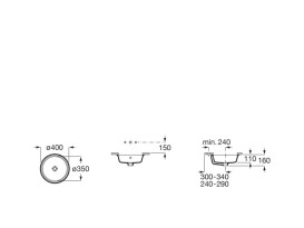 Раковина для ванної кімнати Roca Gap Ø35 см під стільницю сантехнічна кераміка білий A3270YB000