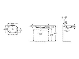 Раковина для ванной Roca Gap 55х40 см сантехническая керамика белый A3270Y6000