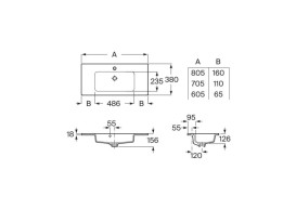 Раковина для ванной Roca Gap Pro Slim Compacto 80х38 см сантехническая керамика белый A3279AA000