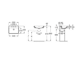 Раковина для ванной Roca Inspira 55х42 см сантехническая керамика жемчужный A32753S630