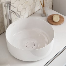 Раковина-чаша для ванної Roca Inspira Round 37х37 см з керамічної декоративною кришкою донного клапана A327523000