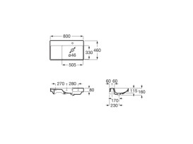 Раковина для ванної Roca Ona 80х46 см чаша праворуч Fineceramic® білий A327688004