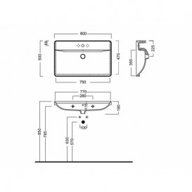 Раковина для ванной с одним отверстием Hatria DAYTIME 55х45 см YXBL01