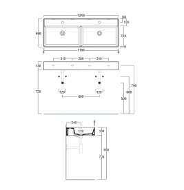 Раковина для ванной Simas Agile подвесная/накладная 121х46 см фаянс белый AG121D