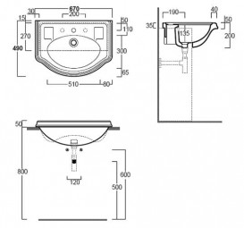 Раковина для ванної Simas Arcade полувстраіваемие 67х49 см фаянс білий AR 835