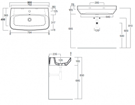 Раковина для ванной Simas Baden Baden накладная/подвесная 80х45 см фаянс белый BB 12