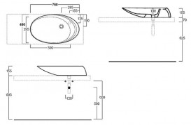 Раковина для ванной Simas Bohemien накладная 76х46 см фаянс белый BO 12