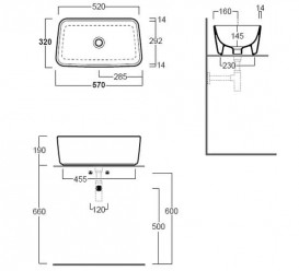 Раковина для ванной Simas Degrade накладная 57х32 см фаянс белый DE 10