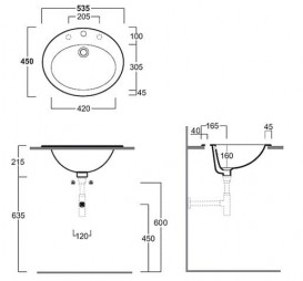 Раковина для ванной Simas Desmo врезная 53,5х45 см фаянс белый S 52