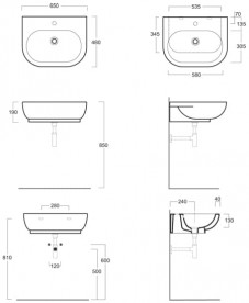 Раковина для ванной Simas E-Line подвесная 65х48 см фаянс белый EL 10