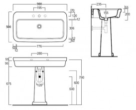 Раковина для ванной Simas Evolution на пьедестал 90х50 см фаянс белый EVO12