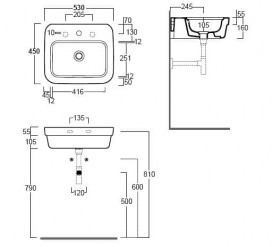 Раковина для ванной Simas Evolution подвесная 53х45 см фаянс белый EVO15