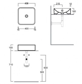 Раковина для ванной Simas Flow накладная 43х43 см фаянс белый FL 11
