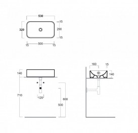 Раковина для ванной Simas Flow накладная 53х32 см фаянс белый FL 12