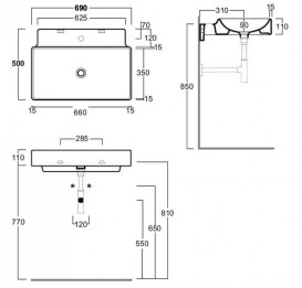 Раковина для ванной Simas Flow подвесная 69х50 см фаянс белый FL 01