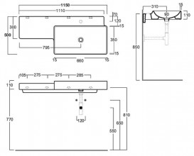 Раковина для ванной Simas Flow подвесная 115х50 см фаянс белый FL 03