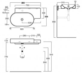 Раковина для ванной Simas Flow подвесная 88х50 см фаянс белый FL 23