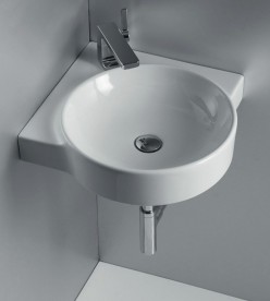 Раковина для ванной Simas Flow подвесная угловая 49,5х49,5 см фаянс белый FL 24