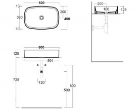 Раковина для ванной Simas Folio 60x40 см керамика черный матовый FO04nero