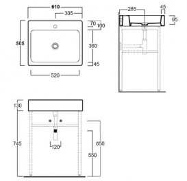 Раковина для ванної Simas Frozen накладна 61х50,5 см фаянс білий U 60