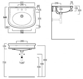 Раковина для ванної Simas Lante підвісна/накладна 70х54 см фаянс LA10