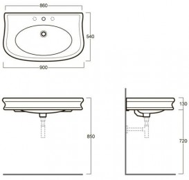 Раковина для ванной Simas Lante подвесная/накладная 90х54 см фаянс белый LA11