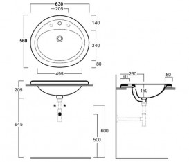 Раковина для ванной Simas Monia врезная 63х56 см фаянс белый S 51
