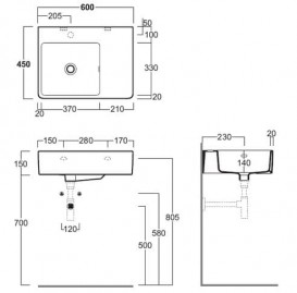Раковина для ванной Simas Quasar подвесная 60х45 см фаянс белый QU60S