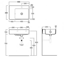 Раковина для ванной Simas Quasar подвесная 65х45 см фаянс белый QU65D