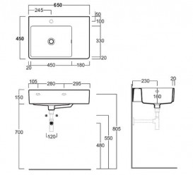 Раковина для ванной Simas Quasar подвесная 65х45 см фаянс белый QU65S