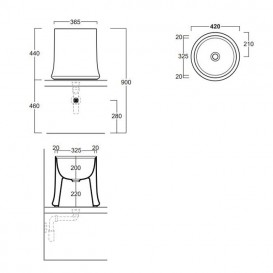 Раковина для ванной Simas Sharp накладная Ø 42 см фаянс черный матовый SH10