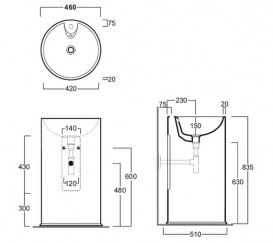 Раковина для ванної Simas Top Lavabi підлоги Ø 46 см фаянс білий GTE