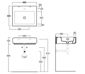 Раковина для ванної Simas OH накладна/підвісна 60х50 см фаянс білий OH 10