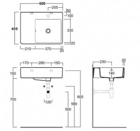Раковина для ванной Simas Quasar подвесная 60х45 см фаянс белый QU60D