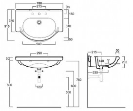 Раковина для ванной Simas Top Lavabi подвесная 78х51 см фаянс белый TOP 63