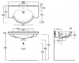 Раковина для ванної Simas Top Lavabi подвесная 90х51 см фаянс білий TOP 62